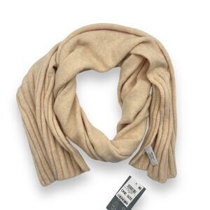 NEW On 34th Wide-Ribbed Solid Knit Scarf Peach Orange Rectangle Winter